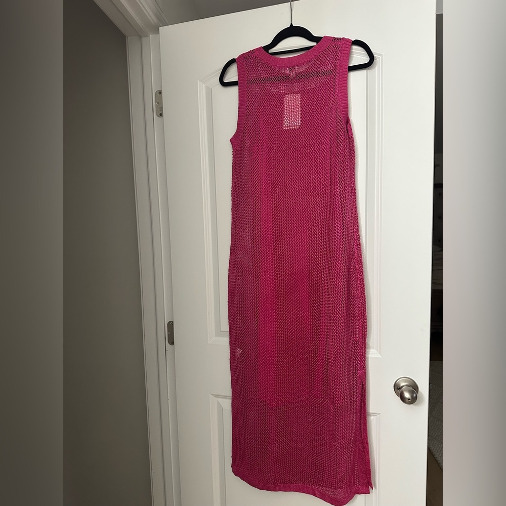 A New Day Women's mesh, sheer knit midi dress. Pink size medium - Picture 4 of 6